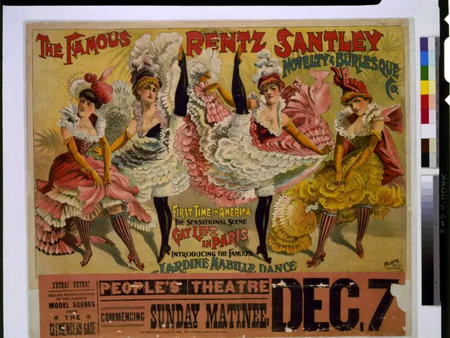 The image shows a poster for the famous Rentz Santley Theatre, featuring a group of women wearing...