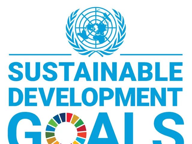 The image shows the logo of the United Nations Sustainable Development Goals, which consists of a...