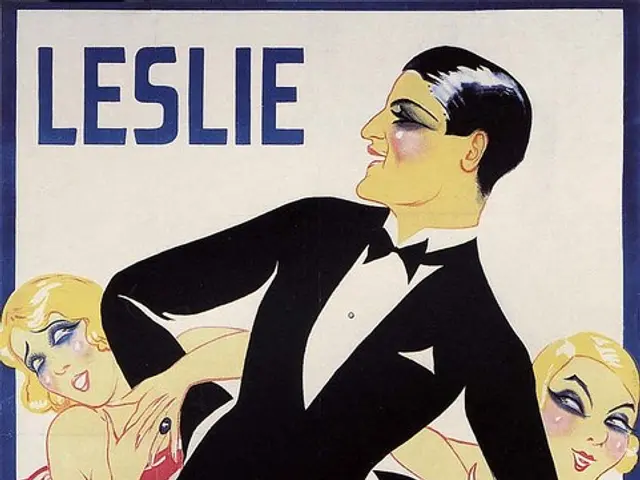 The image shows a poster advertising a casino in Paris, featuring a man in a tuxedo and two women....
