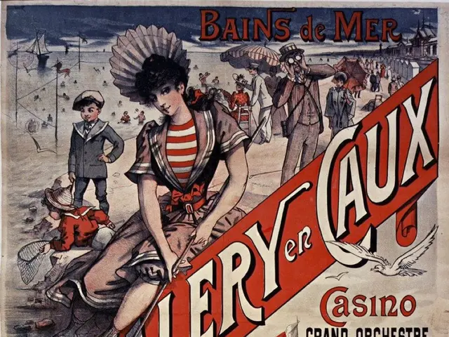 The image shows a poster advertising a casino in Paris, France. It features a woman with a human...