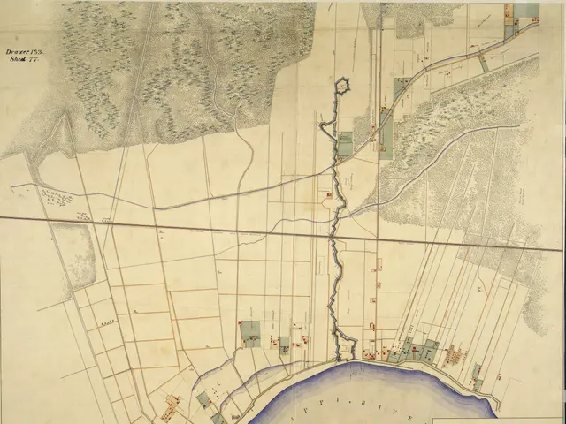The image shows a map of the city of New Orleans, Louisiana, with a river running through it. The...