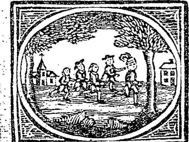 The image shows a black and white drawing of a group of children playing in a park, surrounded by...