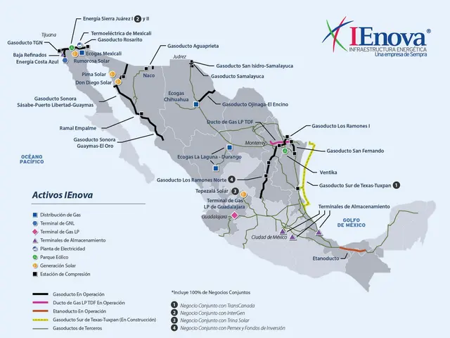 The image shows a poster with a map of Mexico and text detailing the route of the IENOVA project....