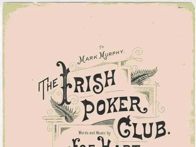 The image shows a poster with the words "The Irish Poker Club" written in bold, black lettering...