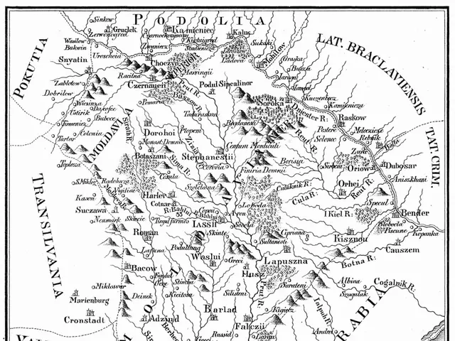 The image shows a black and white poster of a map of Moldova, with text written on it. The map is...