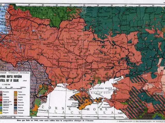 The image shows a poster with a map of the Soviet Union, depicting the extent of the Russian...