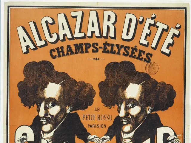The image shows a poster advertising a spectacle concert featuring two men, with text written on...