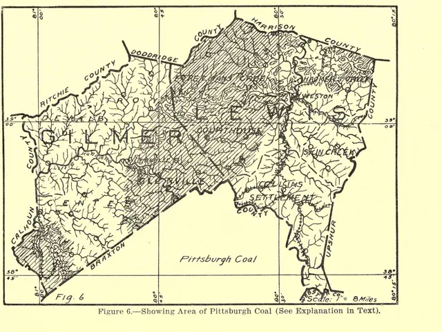 The image shows a paper with a map of the state of Pennsylvania, with text and numbers indicating...