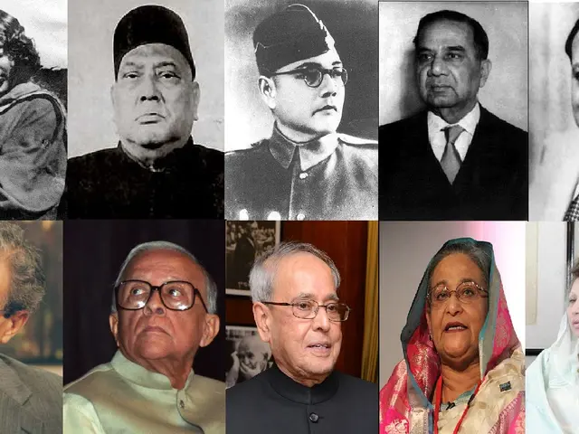 The image shows a collage of black and white photos of people with different facial expressions,...