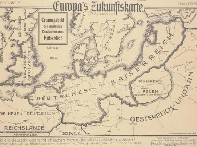 The image shows an old map of Europe from the early 20th century, depicting the extent of the...