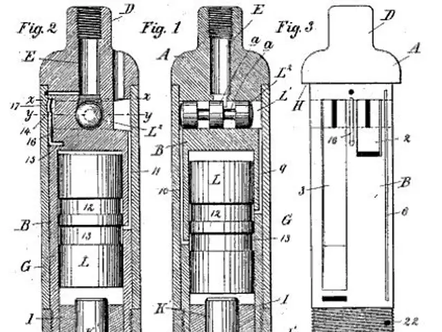 The image shows a drawing of a device with a lot of parts on it, which is believed to be a patent...