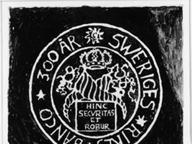 The image shows a black and white poster with a logo and text on it. The logo is of the Swedish...