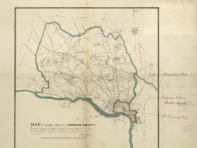 The image shows a map of the Upper District of Henrico County and Lower District of Richmond,...