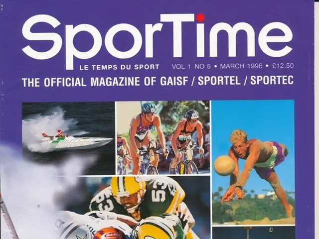 The image shows a magazine with a cover page featuring pictures of people skiing and snowboarding,...