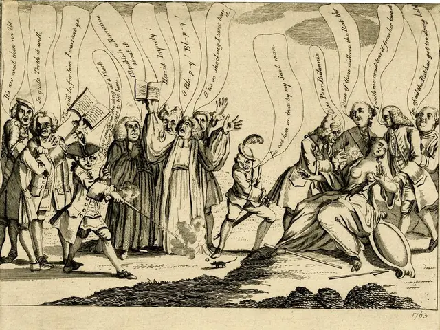 The image shows a paper with a drawing of a group of people and text that reads "The Political...