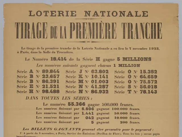 The image shows a paper with the text "Loterie Nationale Tirage de la Première Tranche" written on...