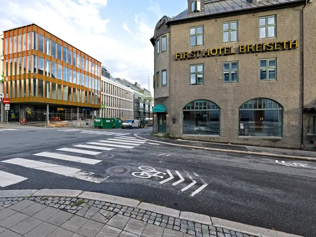 The image shows the first hotel breiseth in Berlin, Germany. It features buildings with windows,...