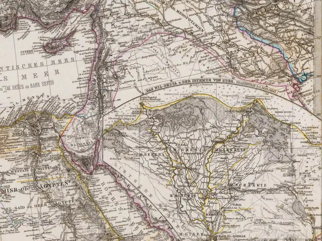 The image shows an old map of the Middle East with the extent of the Persian Gulf in the...