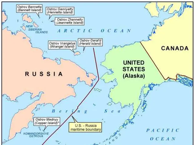 The image shows a poster with a map of the United States and Alaska, with text indicating the...