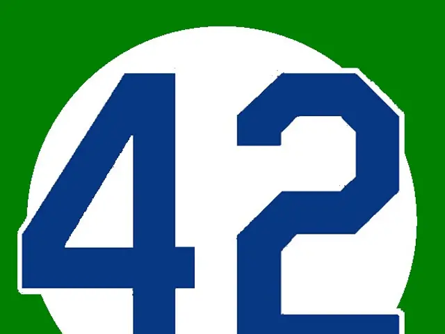 The image shows a green background with a white circle containing the number 42, which is the logo...