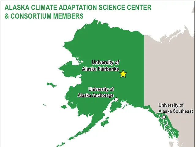 The image shows a poster with a map of Alaska and text that reads "Alaska Climate Adaptation...