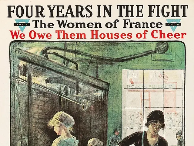 The image shows a poster depicting four women in the fight against the Women of France, with the...