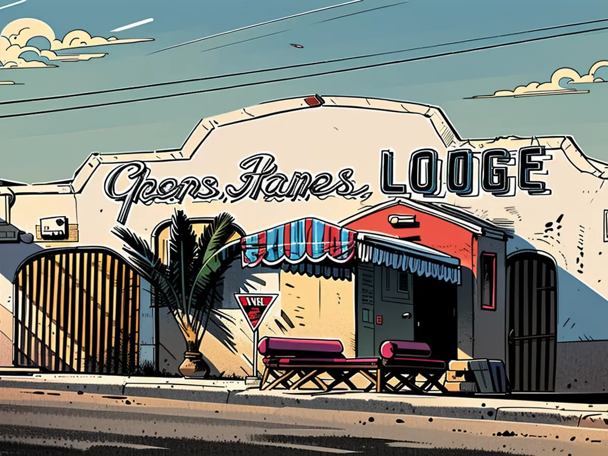 Las Vegas Myths Busted: The Flamingo Was the First Strip Casino In 1947, the Red Rooster Lodge was renamed Grace Hayes Lodge. Note the original Hahn traffic sign on the left.