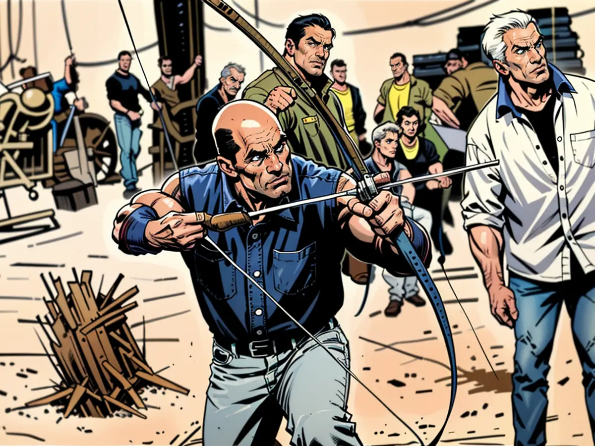 Woody Strode takes aim during rehearsals for movie 'The Professionals' Woody Strode takes aim during rehearsals for the movie