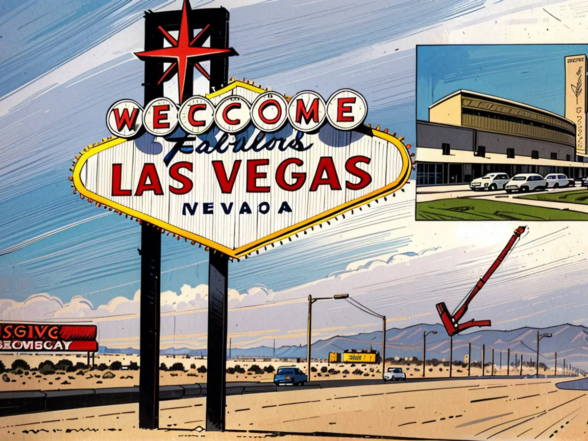 Las Vegas Myths Busted: “Welcome to Las Vegas” Sign In this first known photo of the WTFLV sign, the Manor, a casino-hotel that will occupy the site of the future Mandalay Bay, can be seen in the background. (
