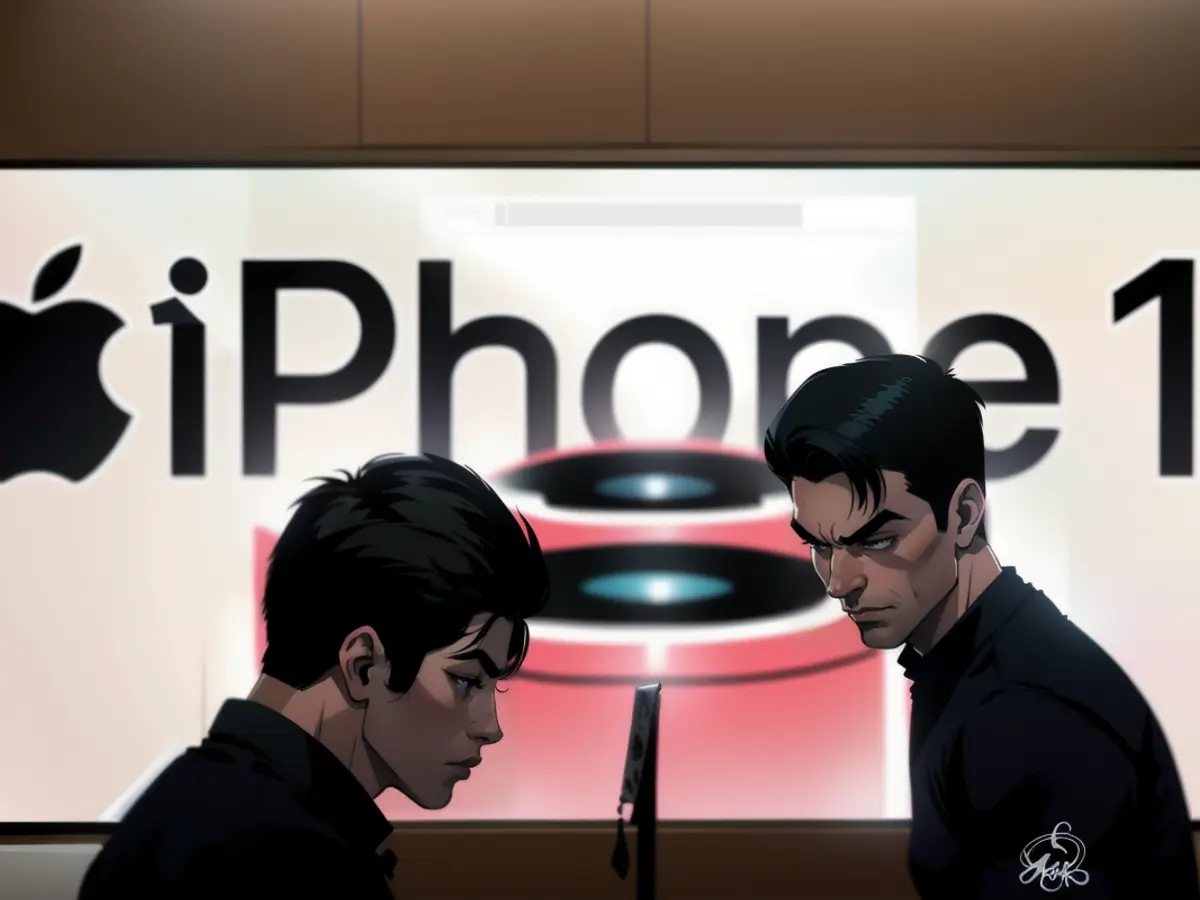 An Apple iPhone 15 advertisement is seen as it officially goes on sale across China at an Apple Store in Shanghai, China September 22, 2023.