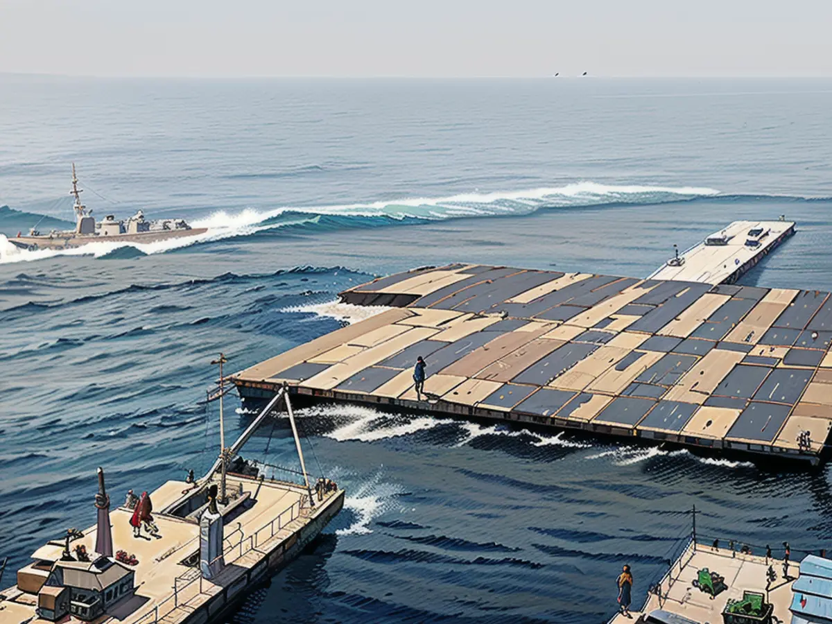 The temporary pier is intended to help deliver humanitarian aid to Gaza.