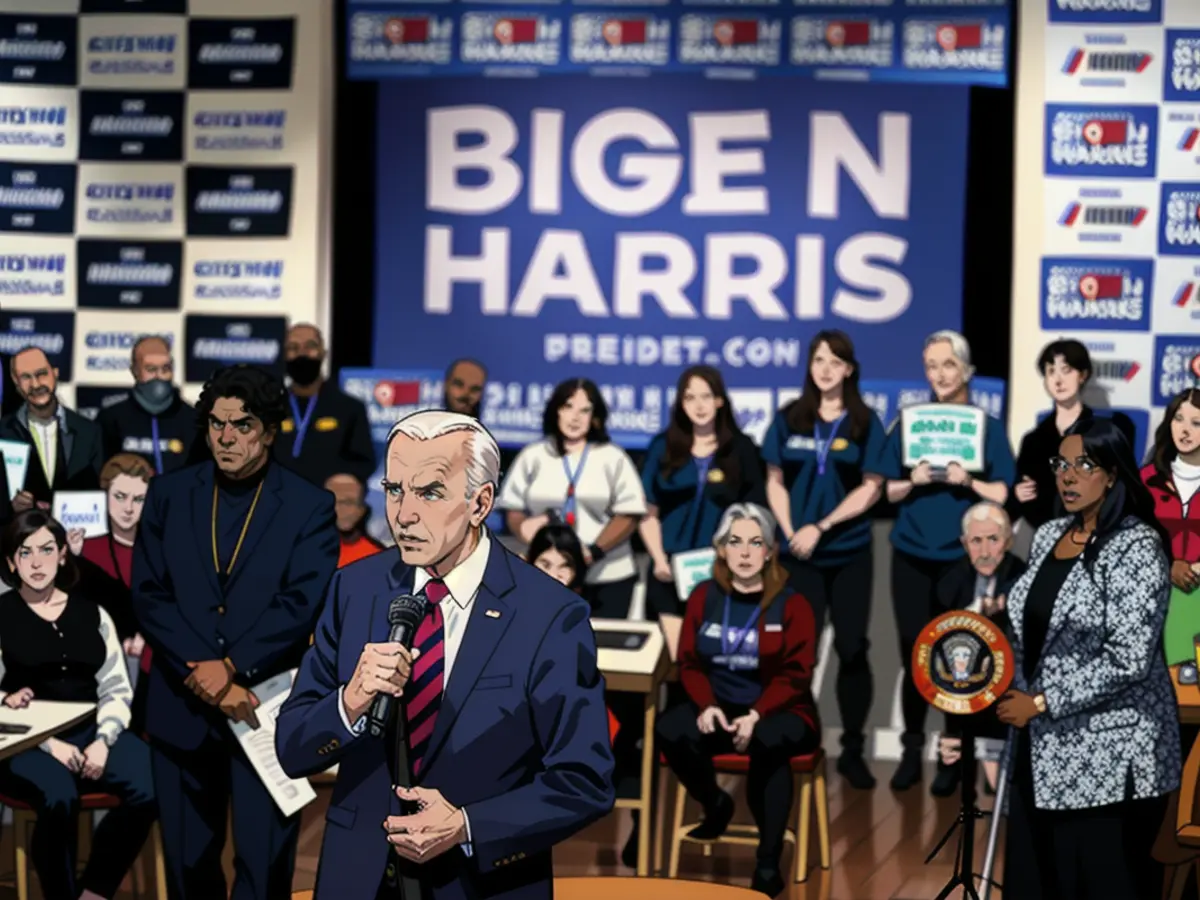President Joe Biden addresses a gathering of local backers and campaign workers during the inauguration of Wisconsin's coordinated campaign center in Milwaukee, Wisconsin, on March 13, 2024. Biden speaks to local supporters and volunteers at the opening of his Wisconsin coordinated campaign headquarters in Milwaukee on March 13, 2024.