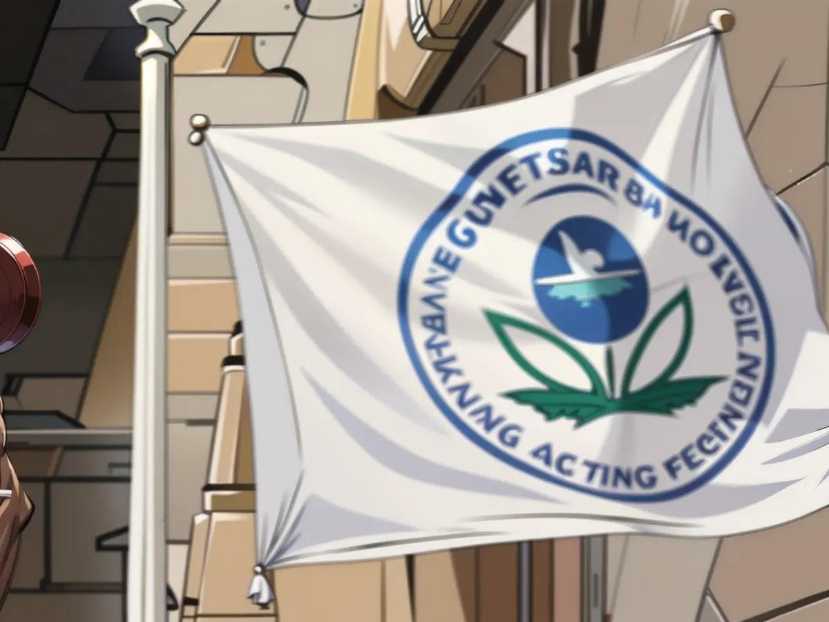 USA - JAN 1: An EPA flag waves in front of the Environmental Protection Agency on the first day of January 2019. UNITED STATES - JANUARY 1: A flag with the EPA logo flies in front of the Environmental Protection Agency on Tuesday, Jan. 1, 2019. (Photo By Bill Clark/CQ Roll Call)