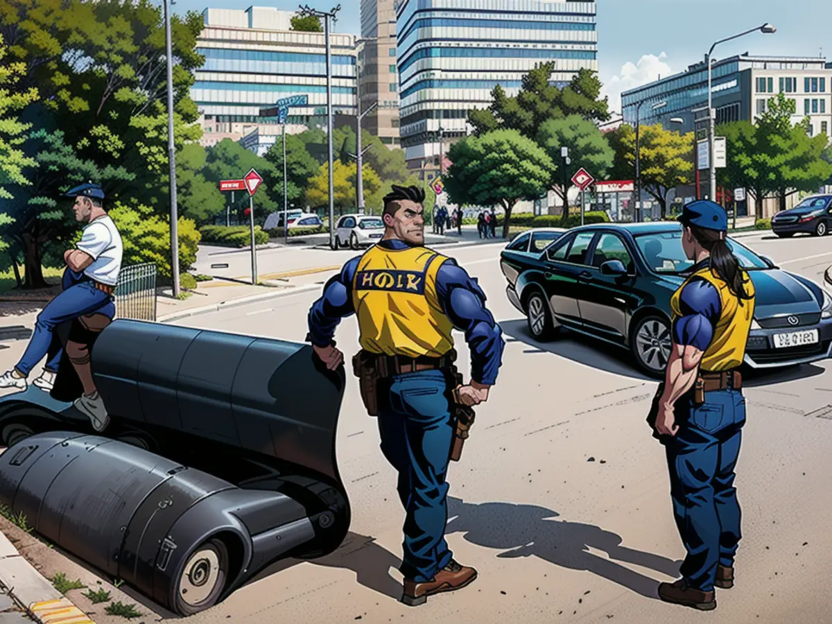 Concrete blocks were erected in front of the entrance to a hotel as barriers against terrorist attacks