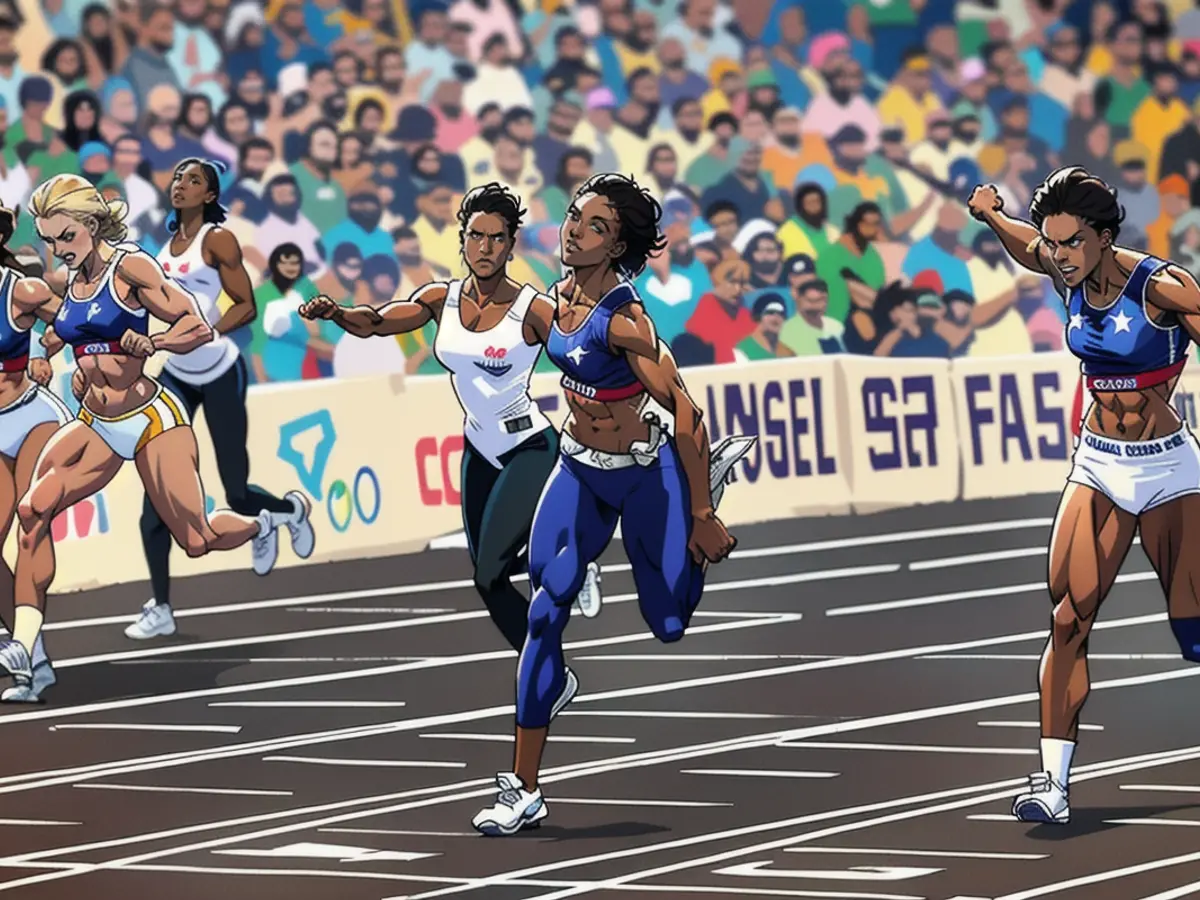 After the Olympics, Marlies Göhr (right) and Evelyn Ashford (2nd from right) met in Zurich. The American won