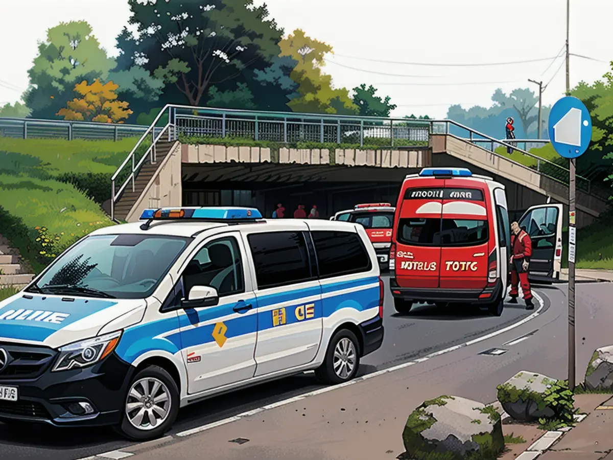 Ambulance and police at the scene of the crime in Rostock