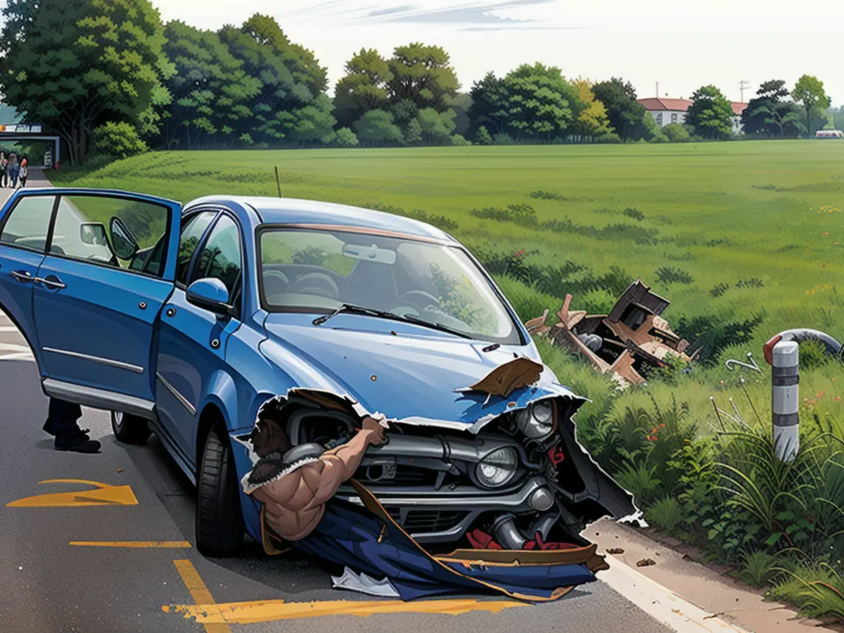 The woman's car is a total loss after the crash