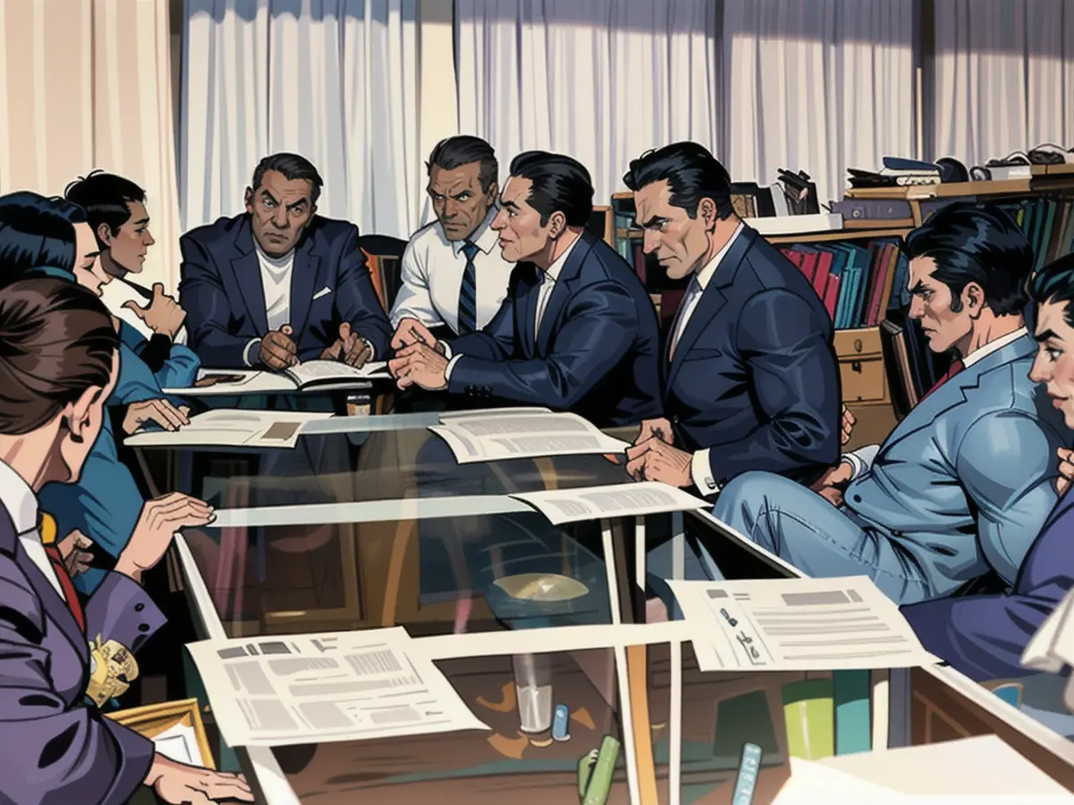 NAACP Las Vegas president James B. McMillan, center, meets with Black community leaders, casino executives, and government officials including Las Vegas Mayor Oran Gragson, fifth from right, to hash out the end of segregation on the Las Vegas Strip on March 26, 1960.