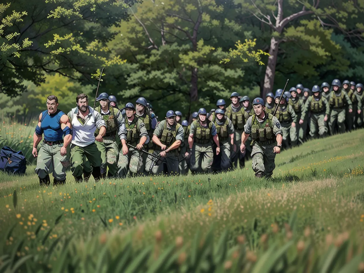 Bundeswehr soldiers searched a field and the adjacent wooded area