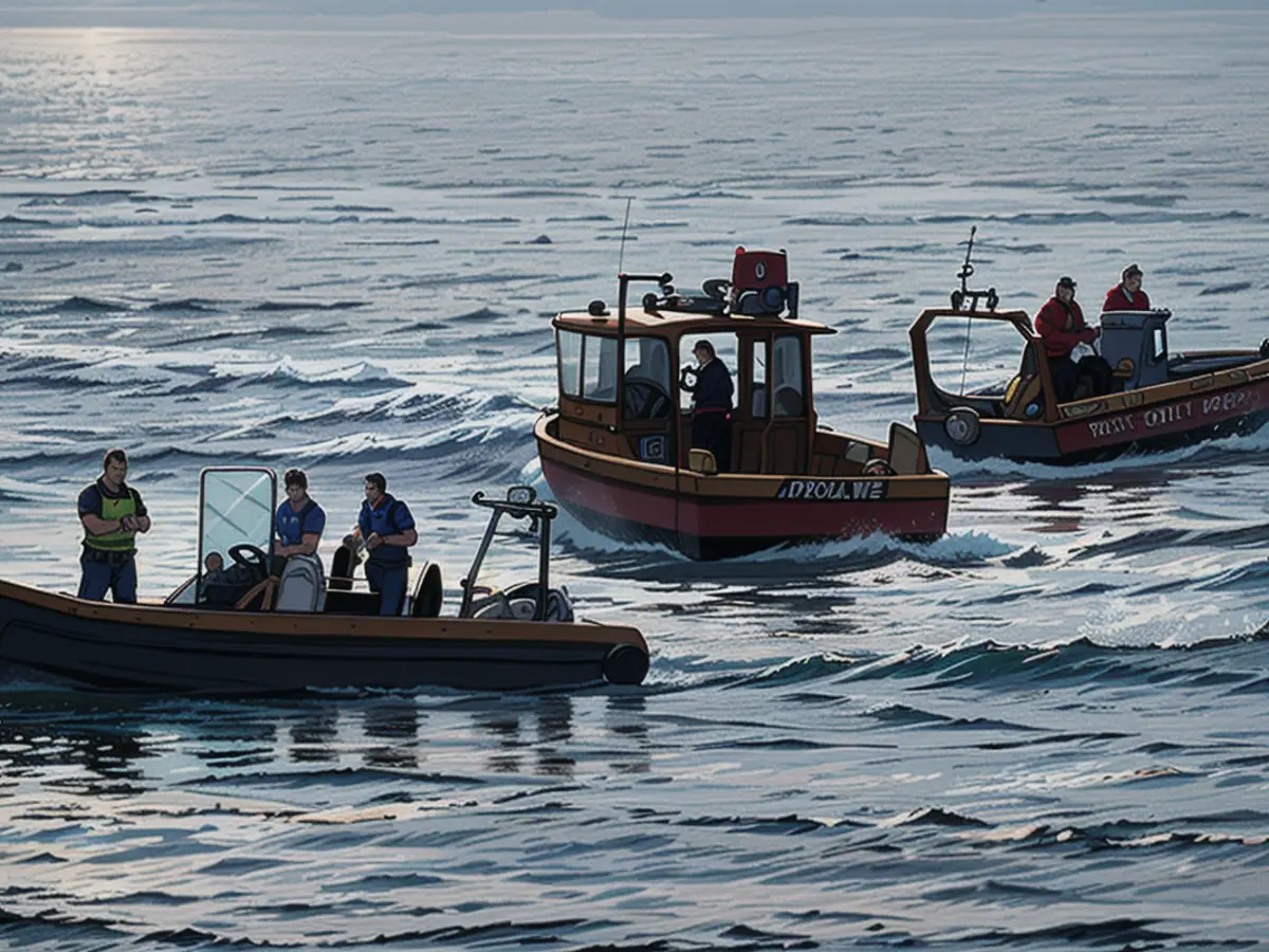 The water police and fire department are deployed with boats