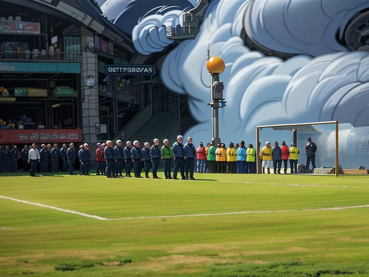 Police AND stewards secure the lawn