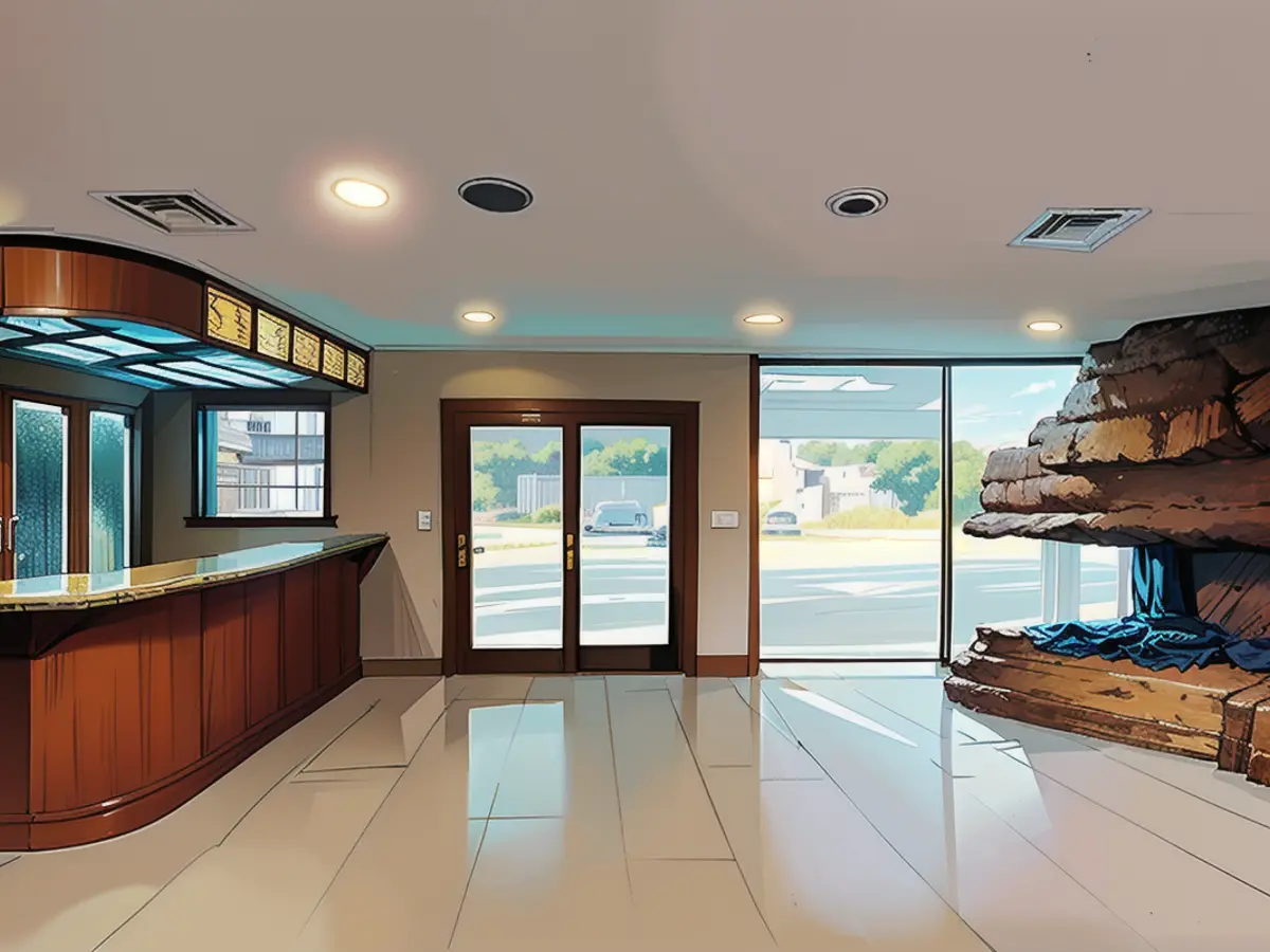 Lewis’ 1960s bar and petrified wood fireplace.