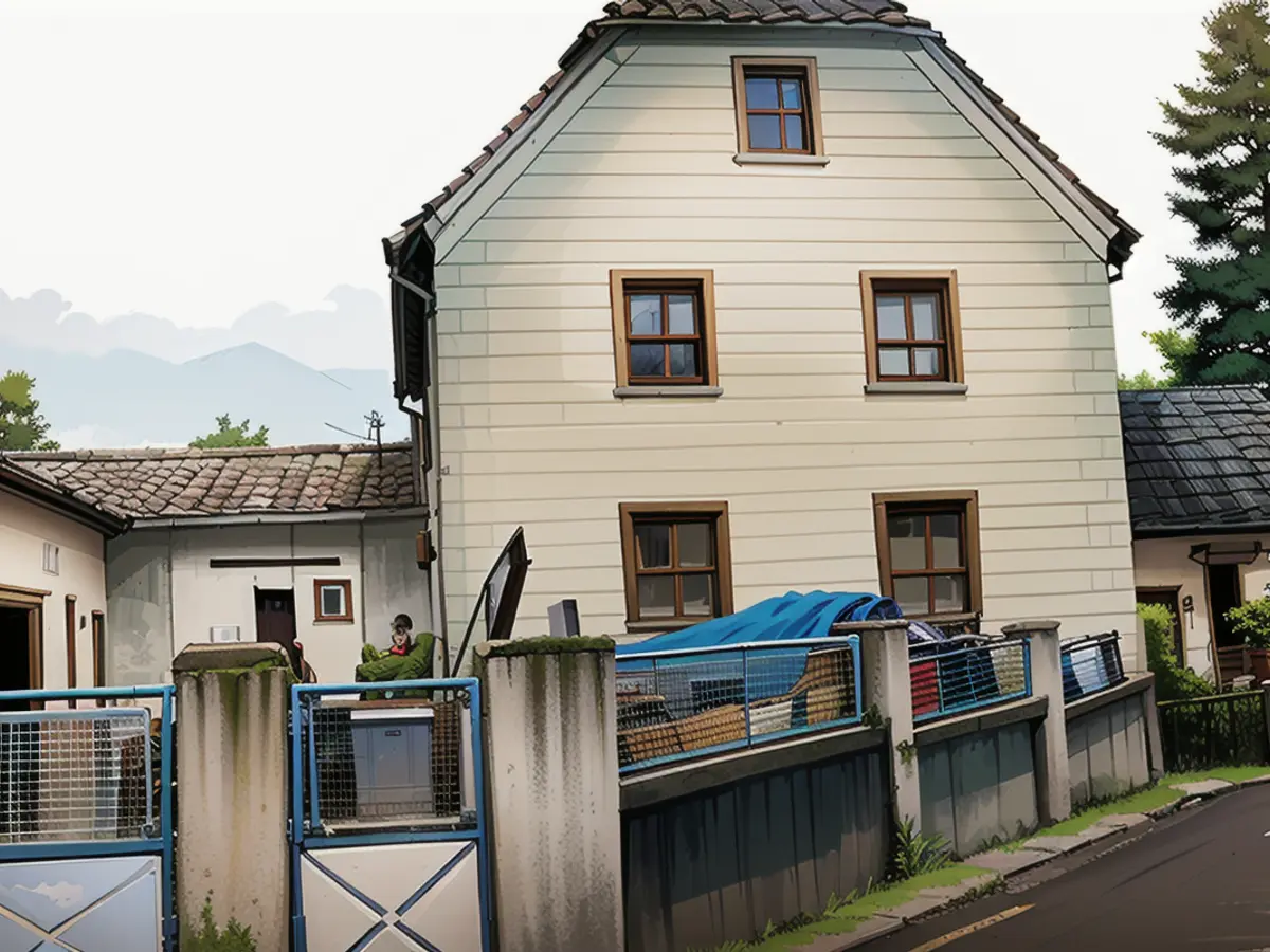 The crime scene in the courtyard of this property in Kirchheim an der Weinstraße