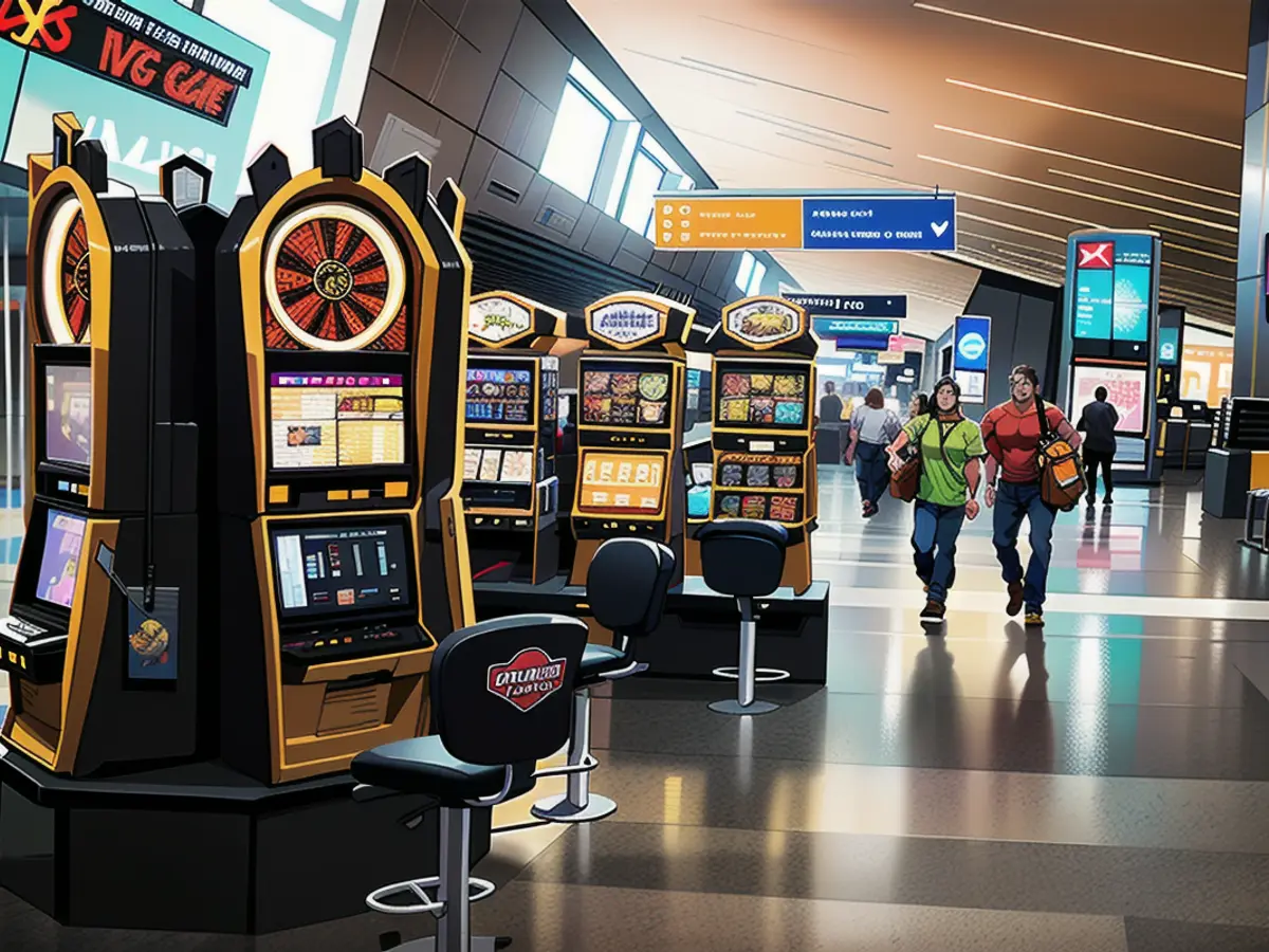 Las Vegas' McCarran International Airport Slot machines at Harry Reid International.
