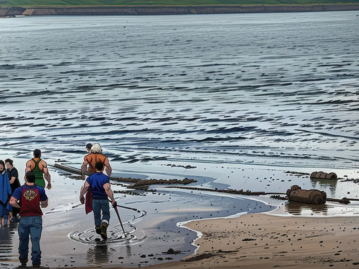 Several sheep had strayed into the Elbe silt