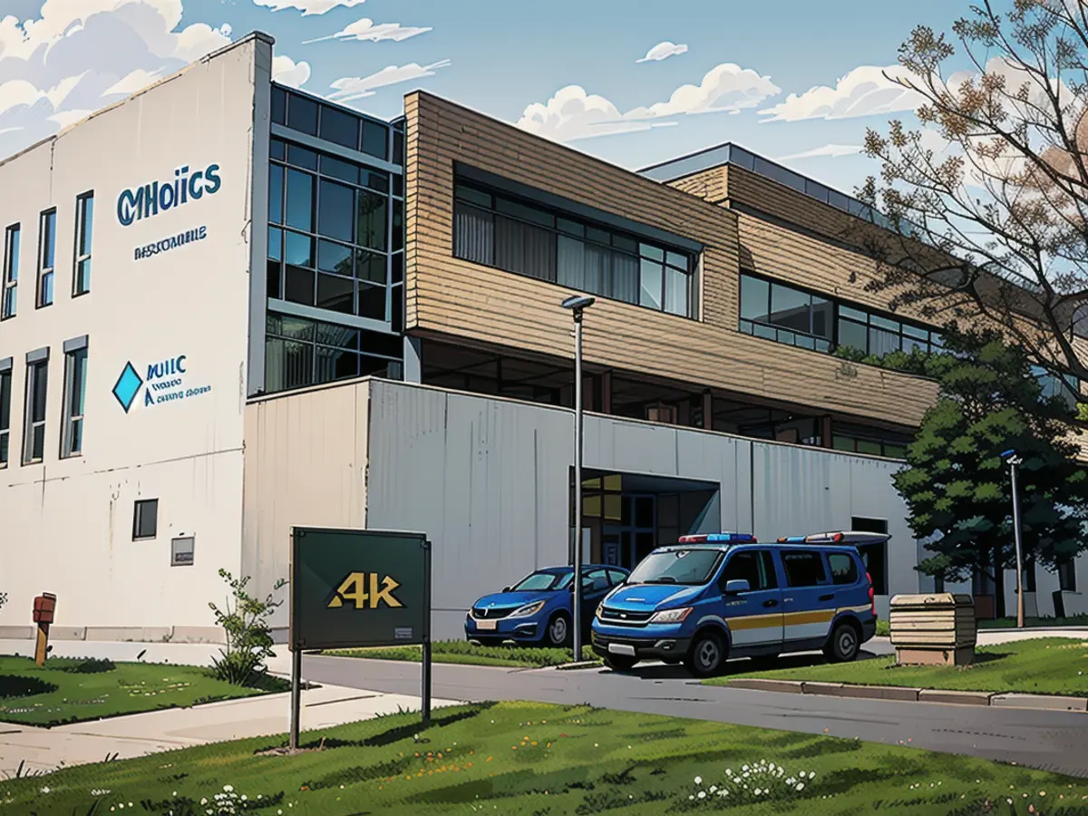 Police in front of the Helios Clinic in Erfurt