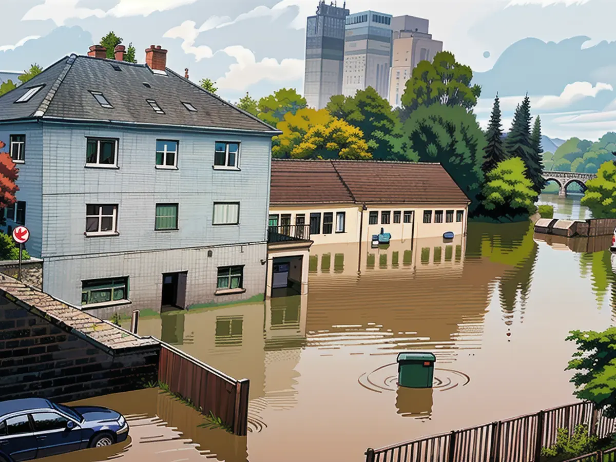 The flood of the river Theel has flooded parts of the city center of Lebach