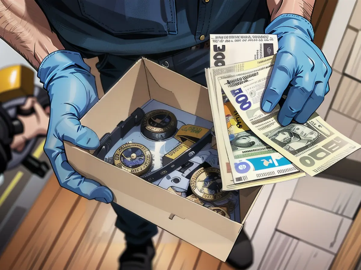 Watches and cash are seized by the officers