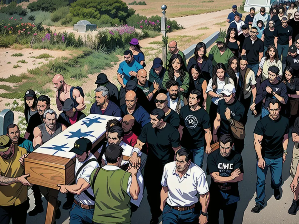 A long funeral procession carried Shani's coffin to the grave