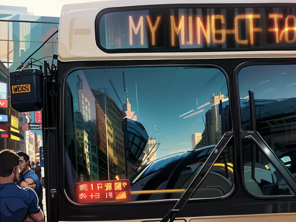 A bus carrying migrants in Chicago, pictured above.